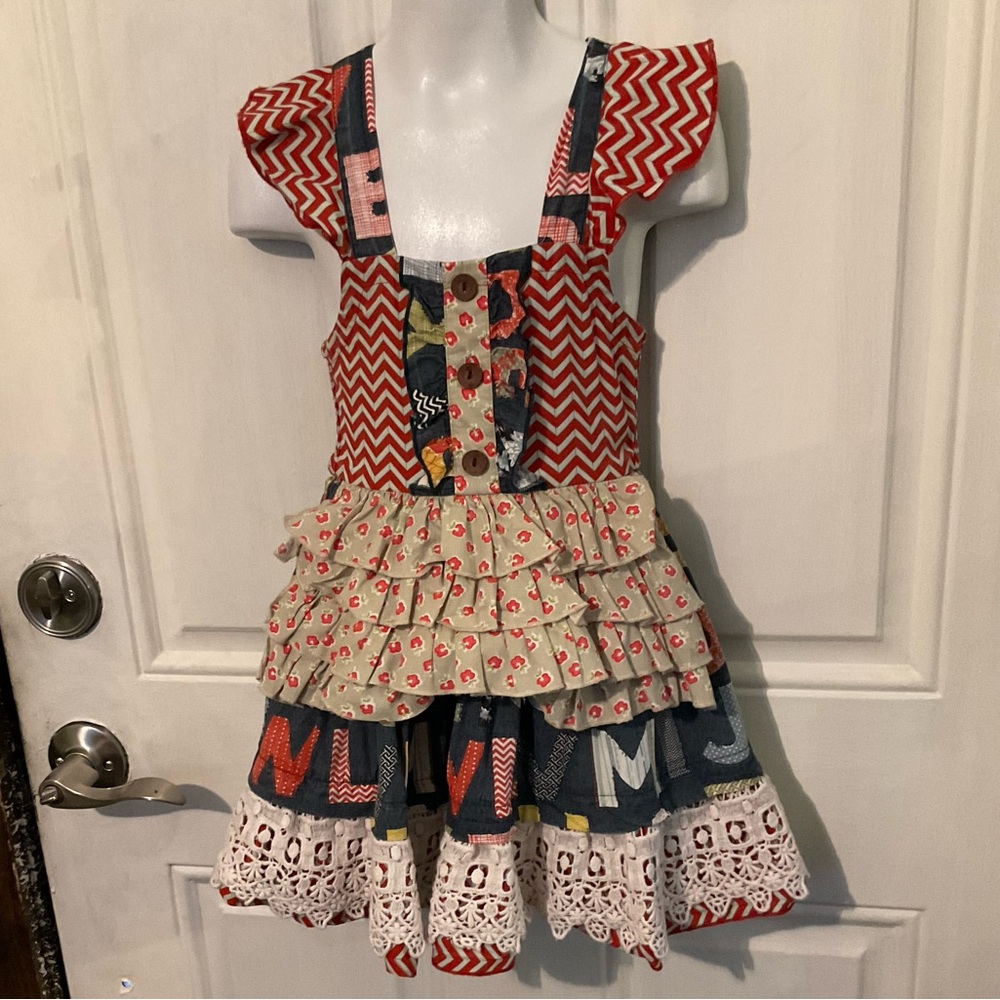 Mustard Pie Red and Black alphabet Checkered Dress
